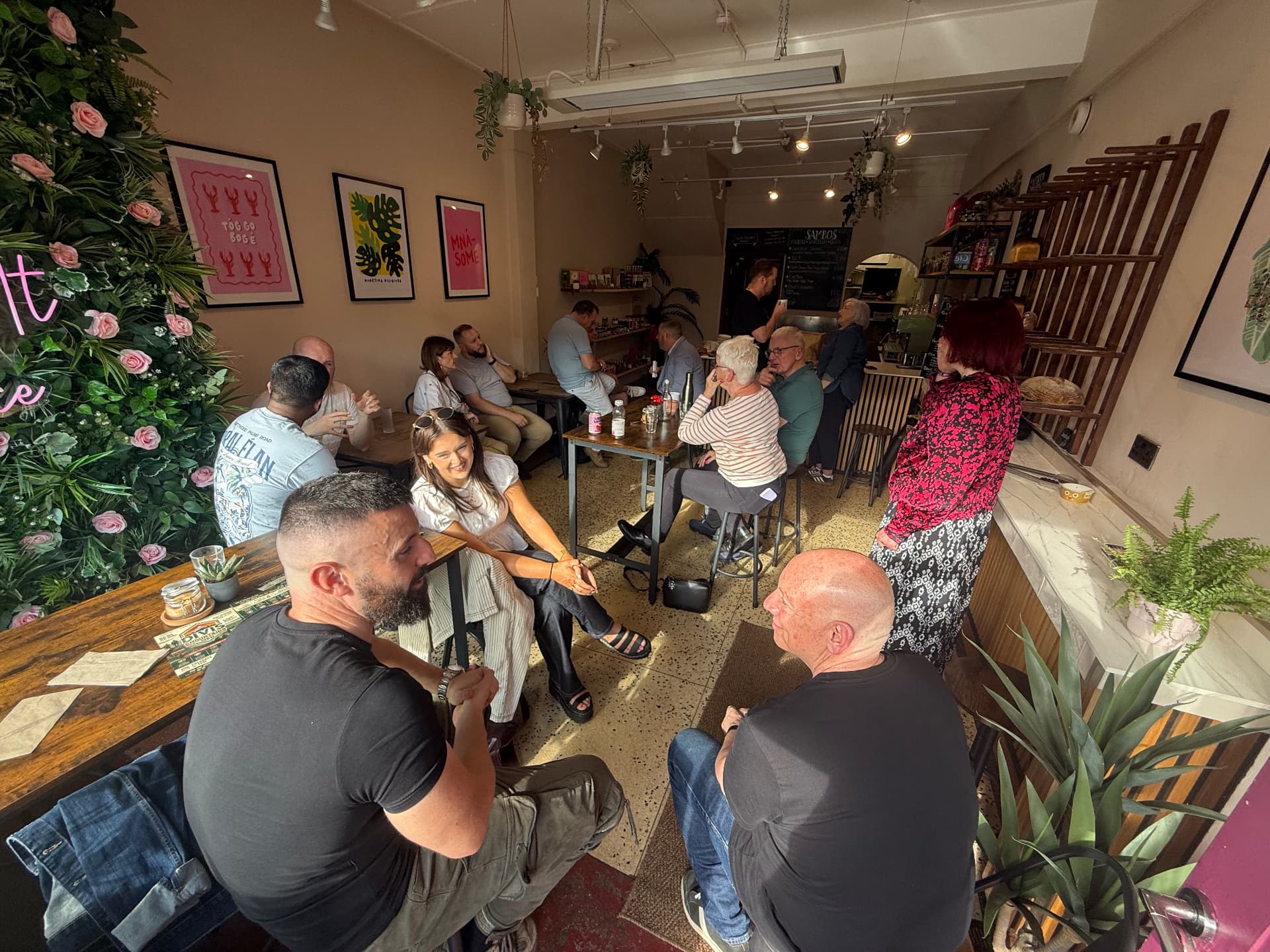 Members talking over coffee and pastries at Krumb bakery in Belfast