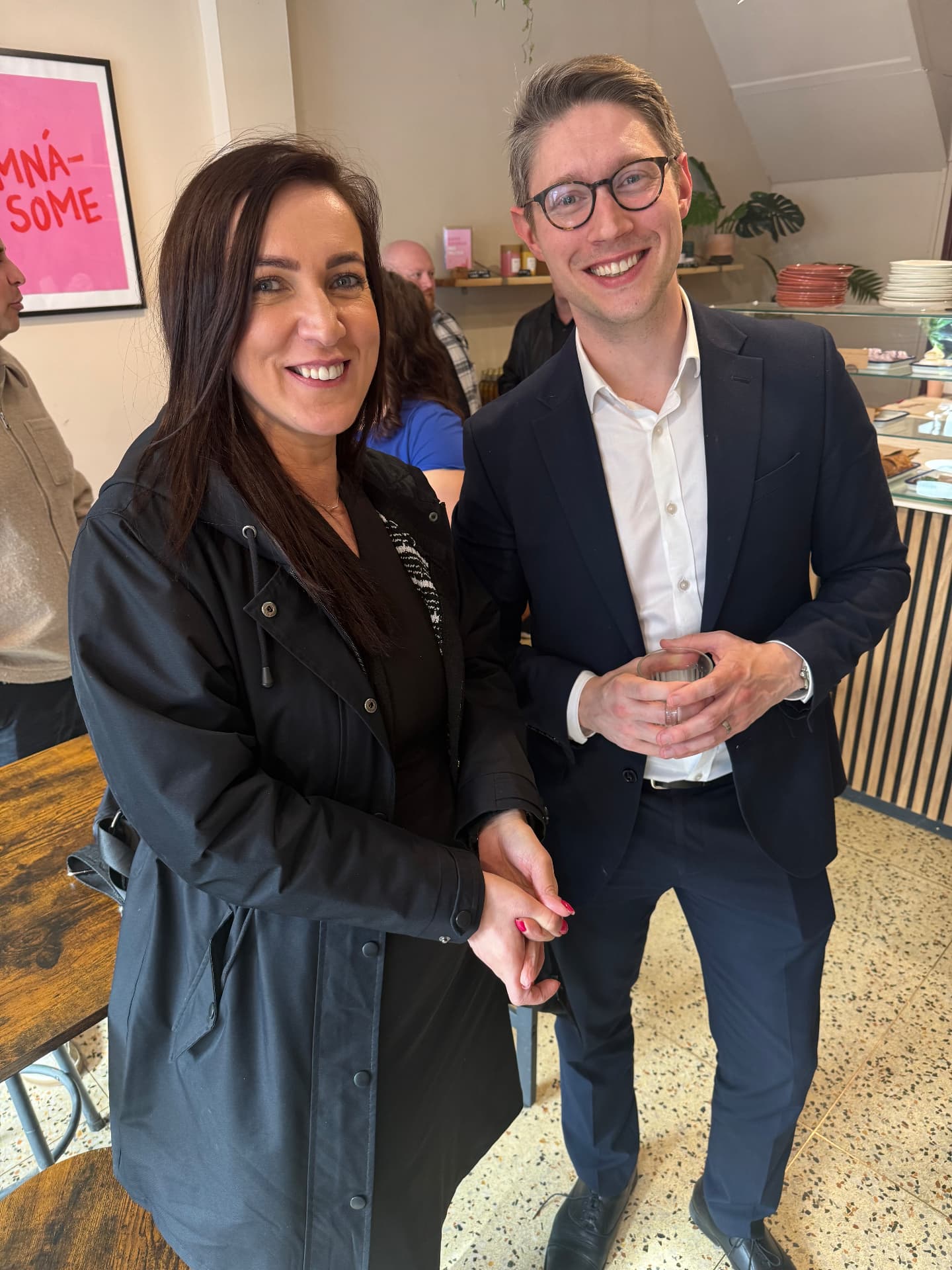 Two Growth Network members chatting at a Belfast gathering